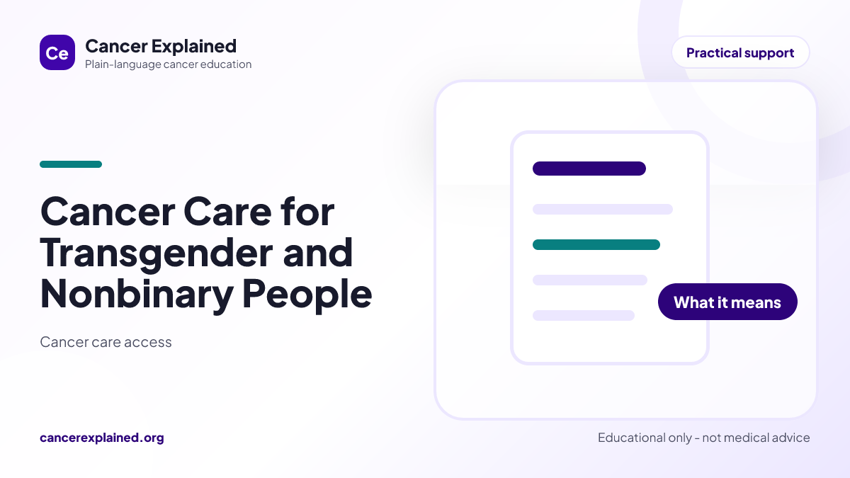 Visual summary for Cancer Care for Transgender and Nonbinary People