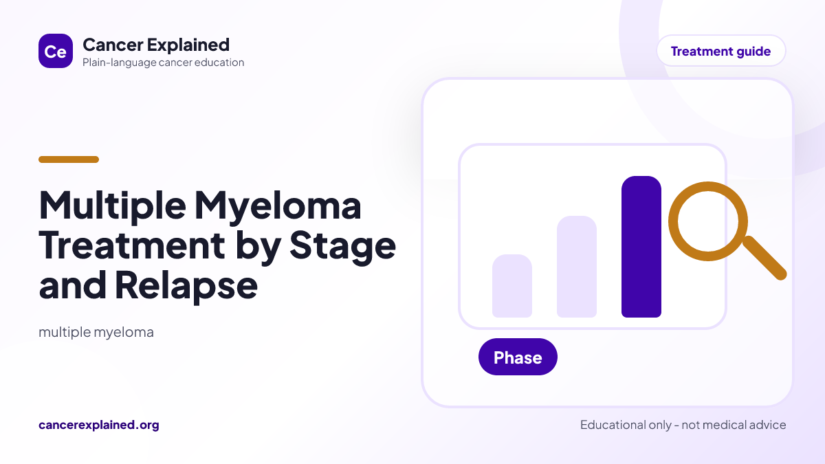 Visual summary for Multiple Myeloma Treatment by Stage and Relapse