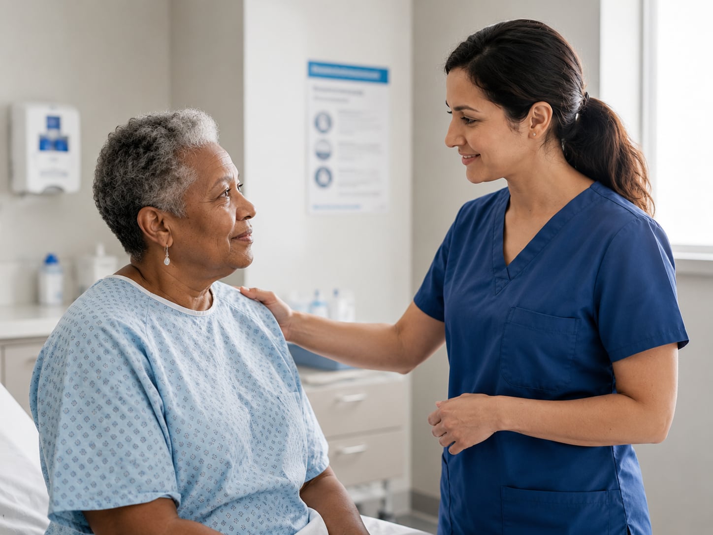 A patient, caregiver, or clinician engaged in an authentic care interaction related to access to care