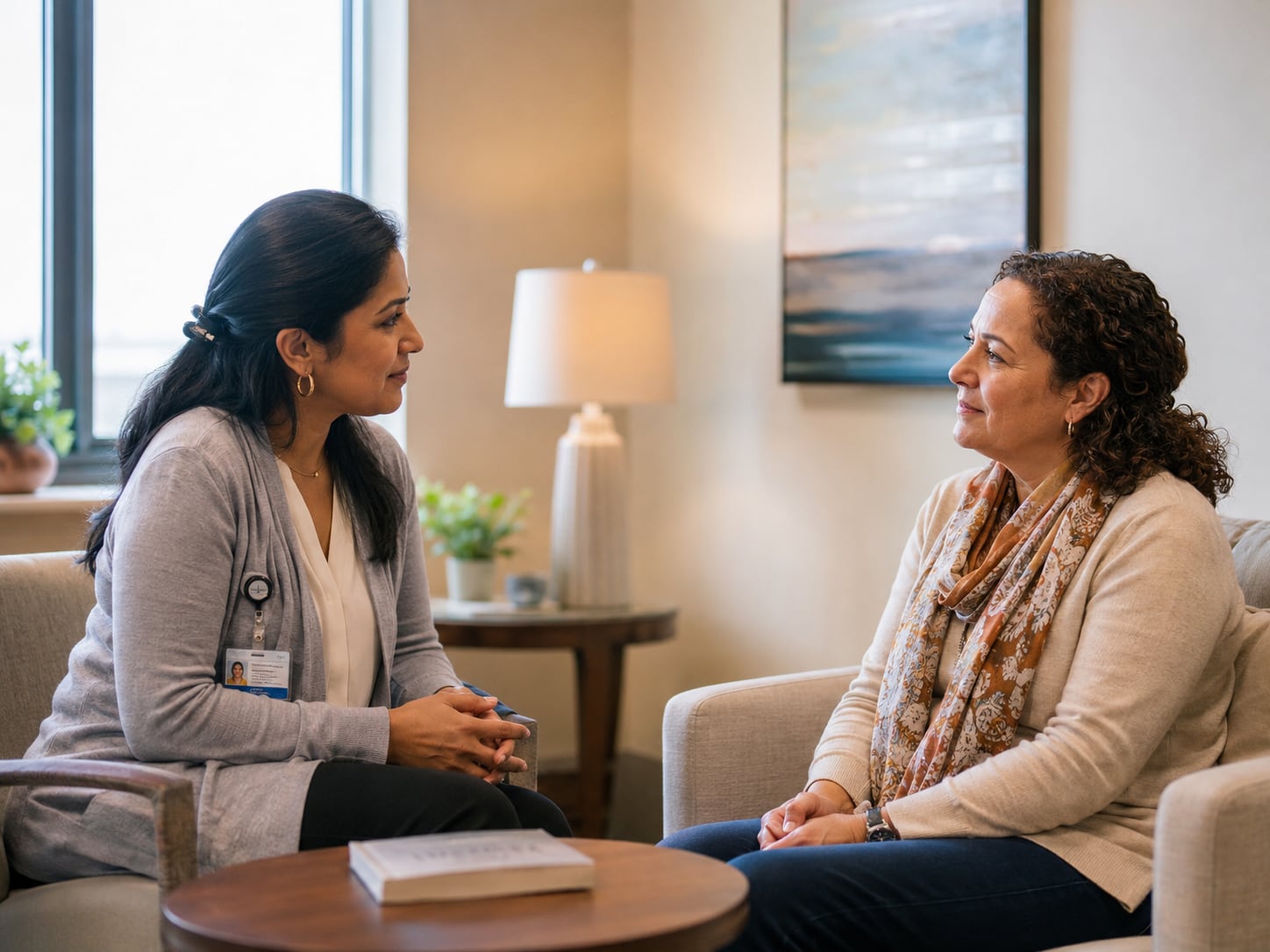 A patient, caregiver, or clinician engaged in an authentic care interaction related to caregivers