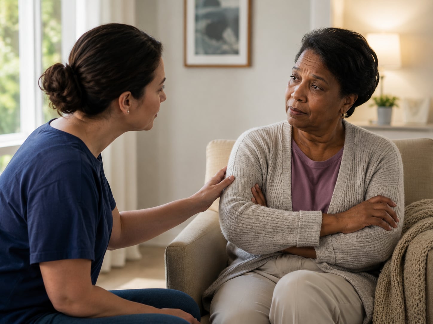 A patient, caregiver, or clinician engaged in an authentic care interaction related to diagnosis