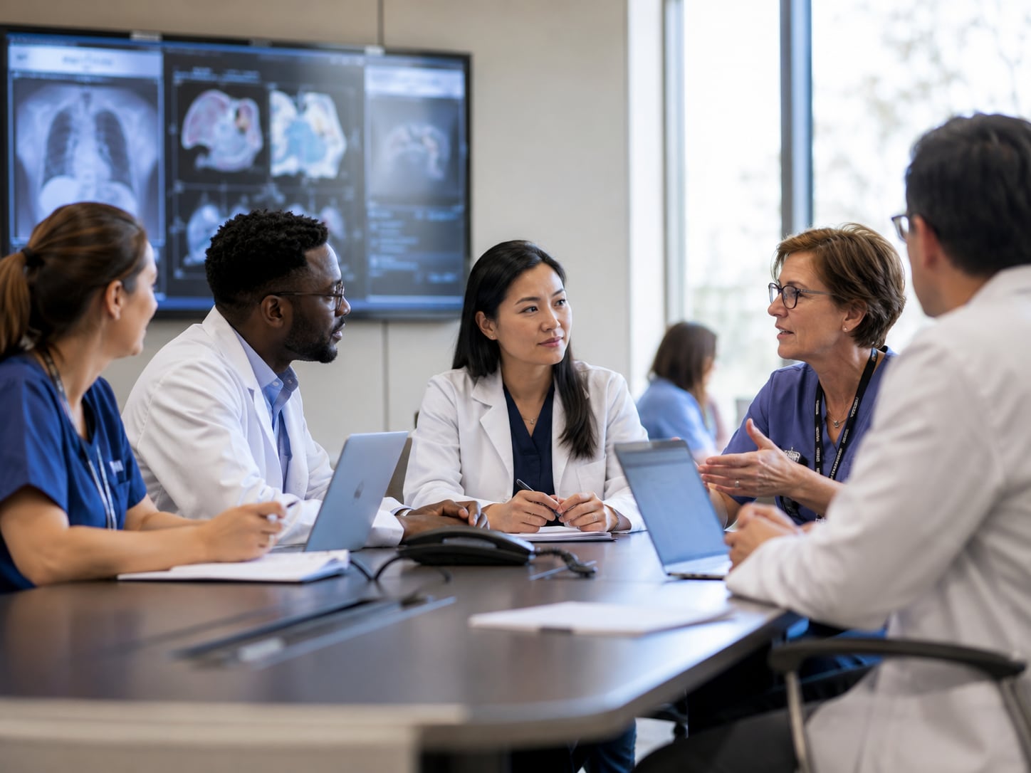 A clinician reviewing lung health screening eligibility with a patient