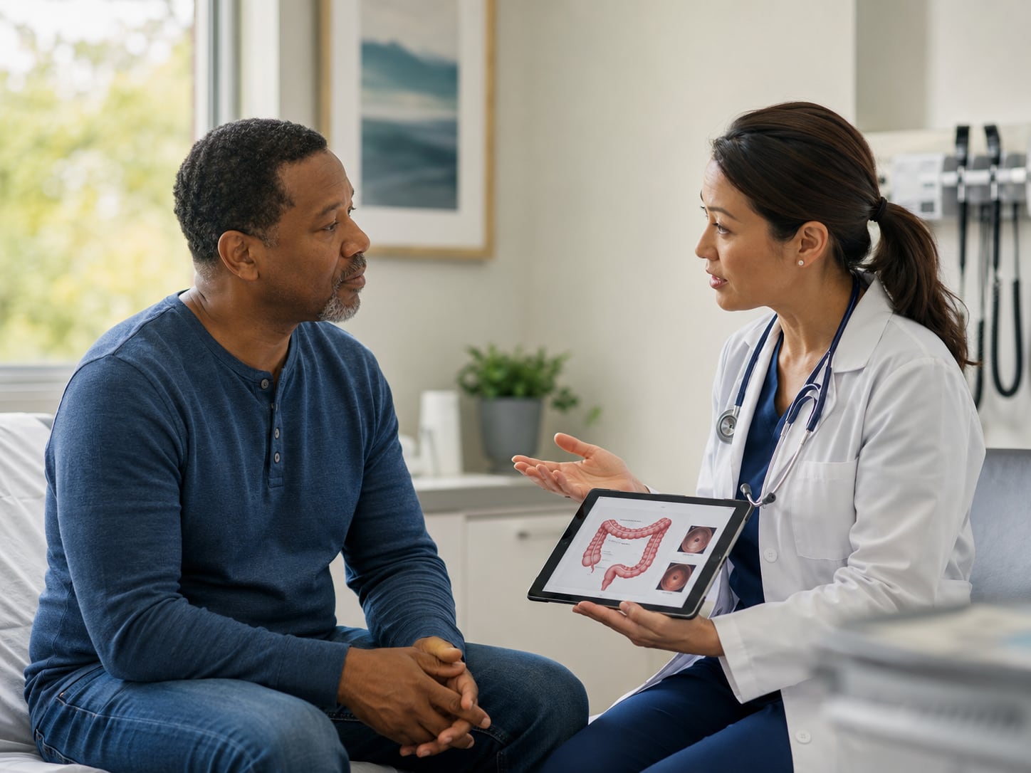A patient, caregiver, or clinician engaged in an authentic care interaction related to screening