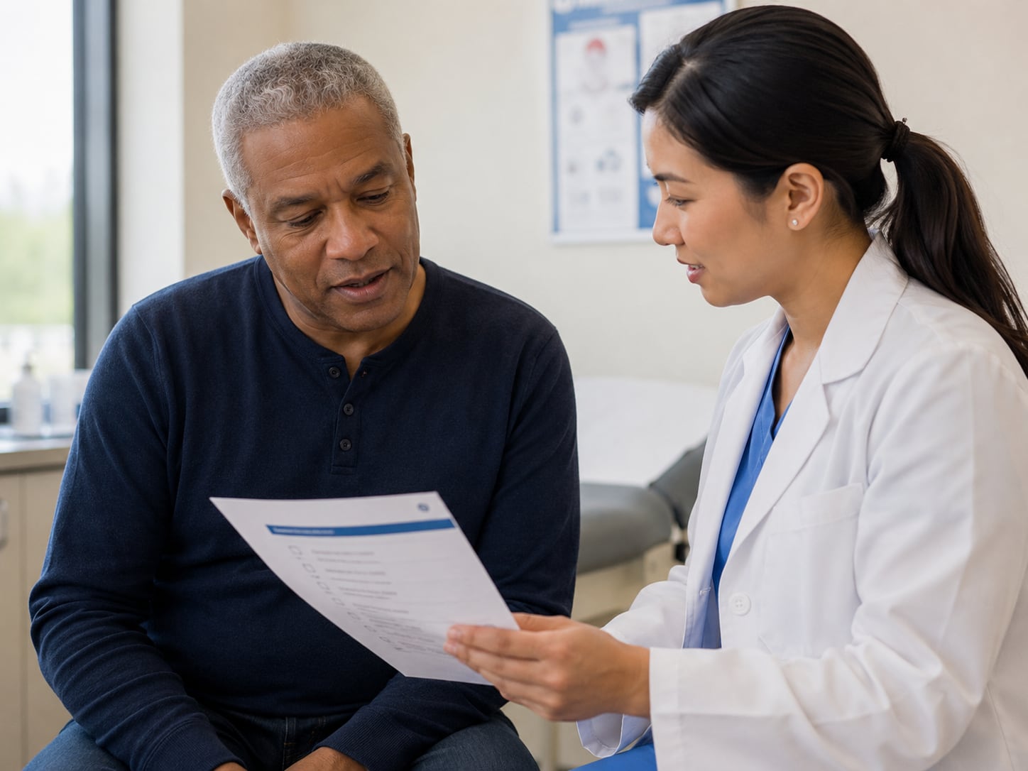 A patient, caregiver, or clinician engaged in an authentic care interaction related to screening